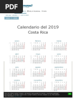 Calendario de Costa Rica Del 2019