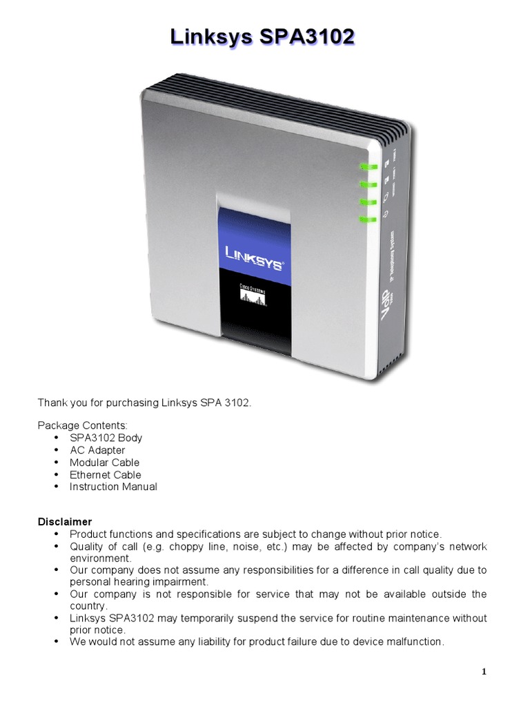 Linksys SPA3102 Setup and Configuration Guide | PDF | Voice Over Ip ...