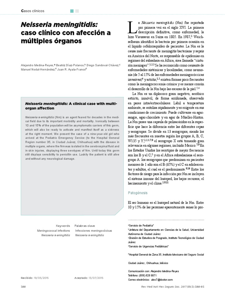 Caso Clinico de Neisseria Meningitis | PDF | Meningitis ...
