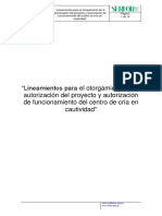 Lineamientos para El Otorgamiento de La Autorización Del Proyecto y Autorización de Funcionamiento Del Centro de Cría en Cautividad