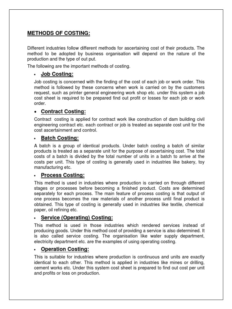Methods of Costing | PDF | Cost Of Goods Sold | Income Statement