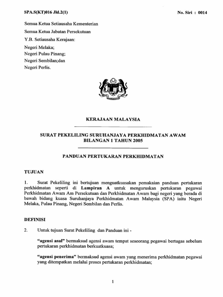 Pekeliling Spa Bil 1 2005 Pdf Pdf
