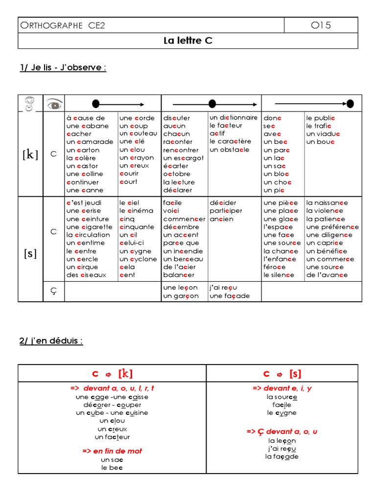 Exercice C Ou ç Ce2 à Imprimer La Lettre C | PDF