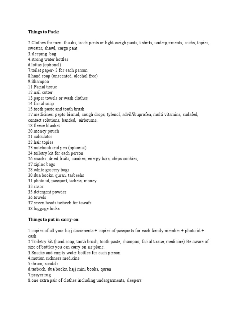 Hajj Packing Essentials Guide 2025 | PDF