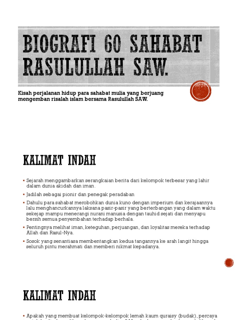 Biografi 60 Sahabat Rasulullah Saw Pdf