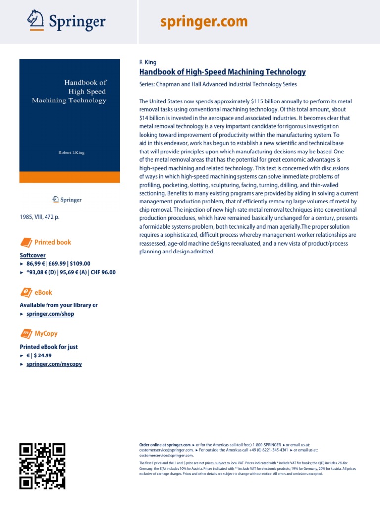 High-Speed Machining Handbook | PDF | Machining | Economies