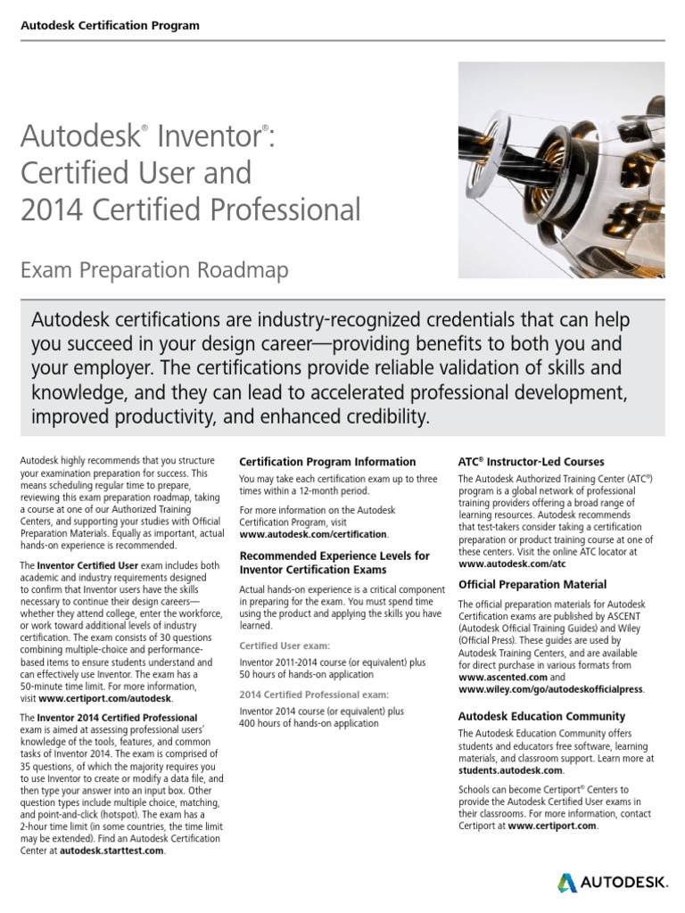 Autodesk Inventor 2014 Certification Roadmap Web | PDF | Professional ...