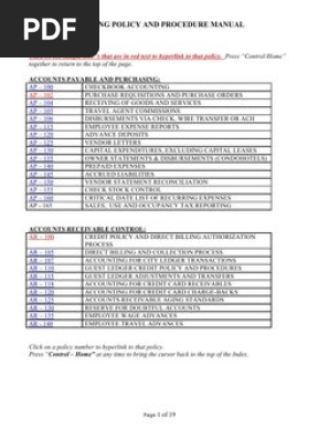 Hotel Accounting Policies and Procedures Manual