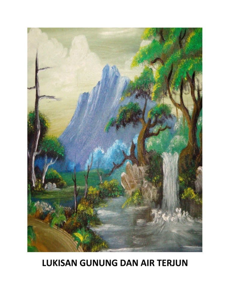 lukisan gunung dan air terjun