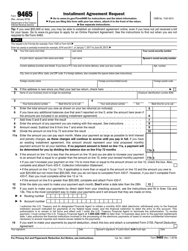 Irs Form 9465 Example | PDF | Payroll | Payments