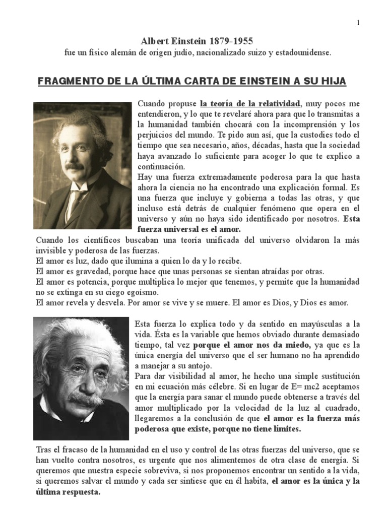 Albert Einstein Carta Aa Su Hija (2)  Albert Einstein  Amor