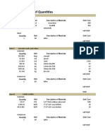 Bill of Quantities breakdown