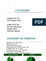 Pakistan Economy: Submitted To: SIR Hisham Tariq Submitted By: Naveed Mehmood Shoaib Tariq Shehzad Ahmed