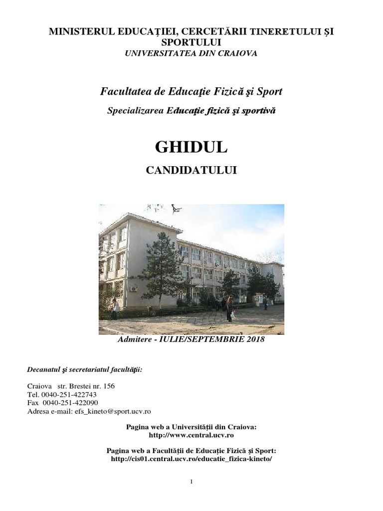 Facultatea De Educatie Fizica Si Sport Drobeta Turnu Severin