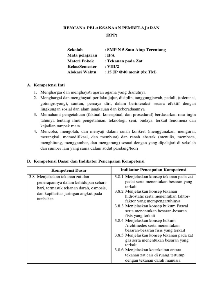 Contoh Soal Ipa Kelas 8 Semester 2 Tentang Tekanan Zat