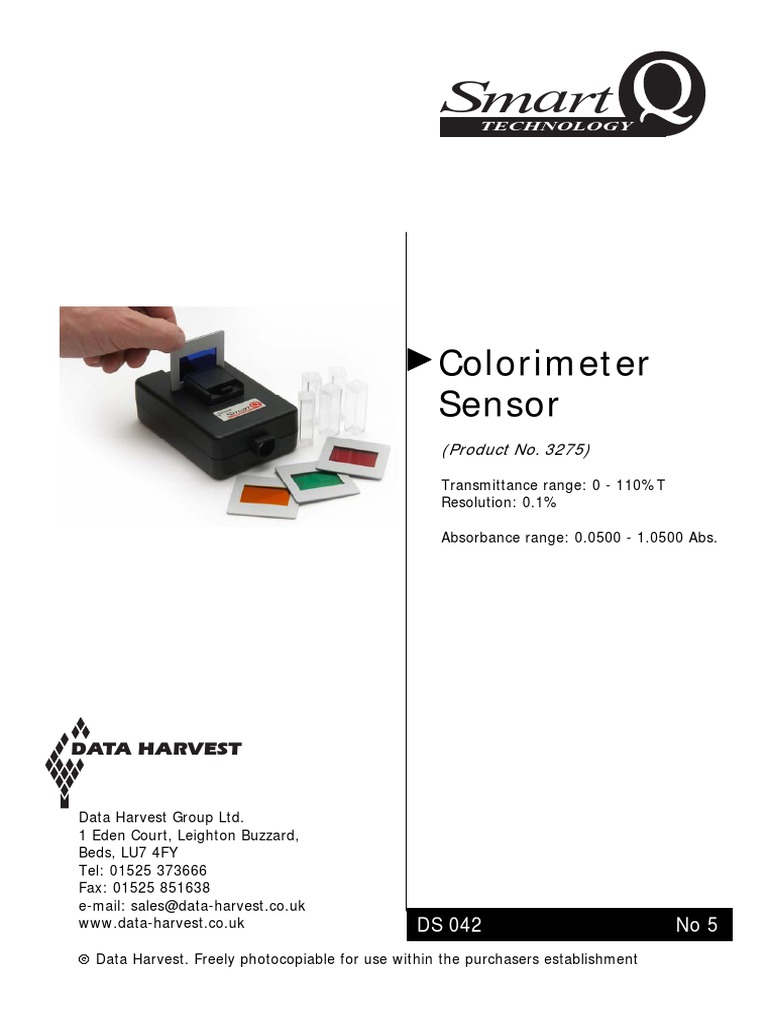 DA130655 Colorimeter Data Harvest PDF Absorbance Optical Filter