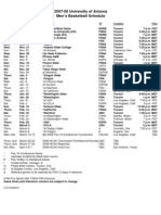 2007-08 University of Arizona Men's Basketball Schedule: Day Date Opponent TV Location Time