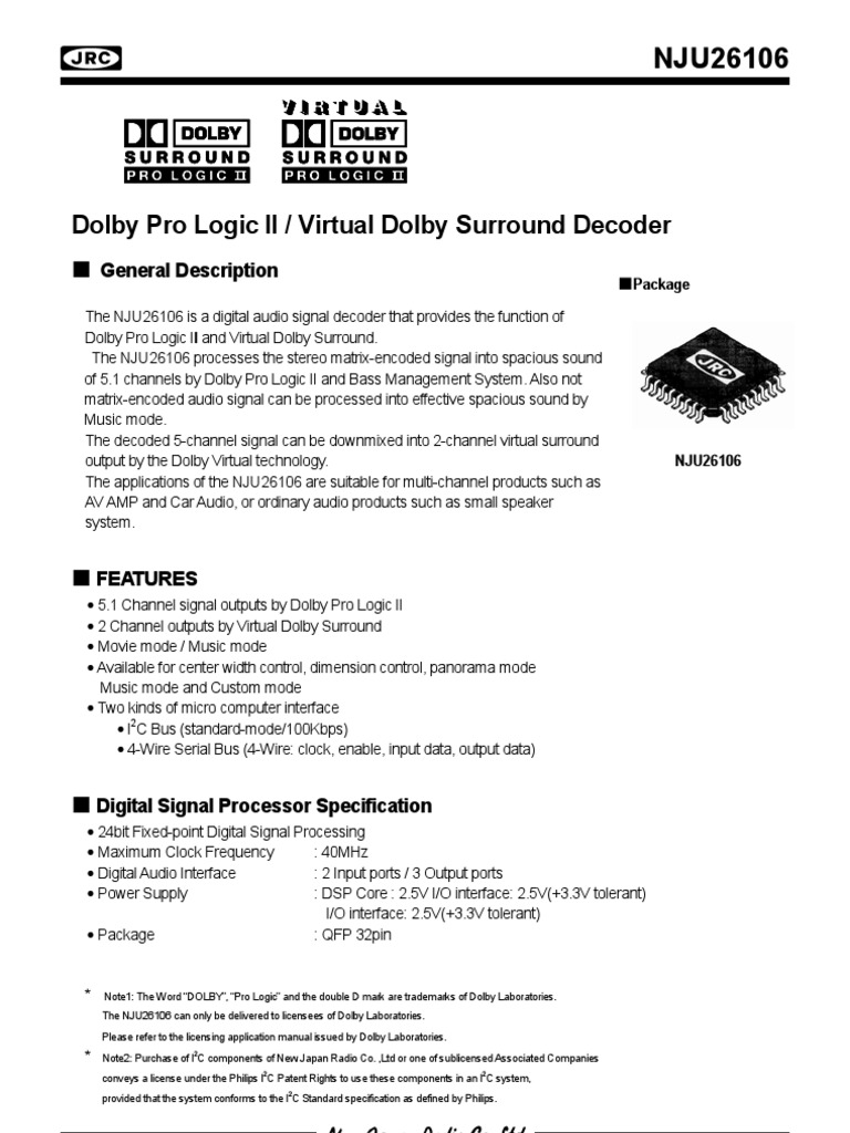 Dolby Pro Logic II Decoder Information And Communications Technology