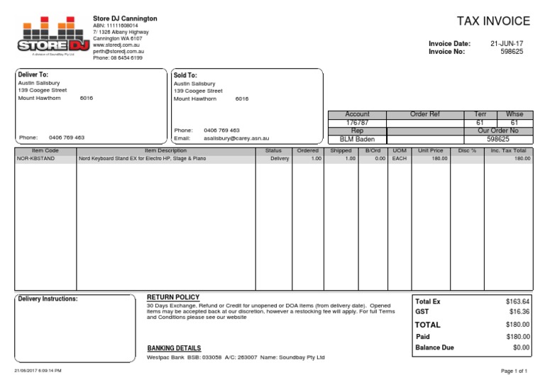 Store DJ Tax Invoice 598625 PDF Government Finances Taxes