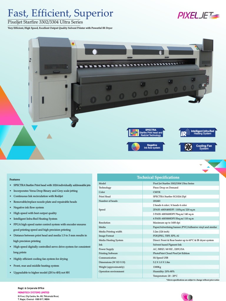 Pixeljet Starfire 3302/3304 Specs | PDF | Printer (Computing) | Media ...