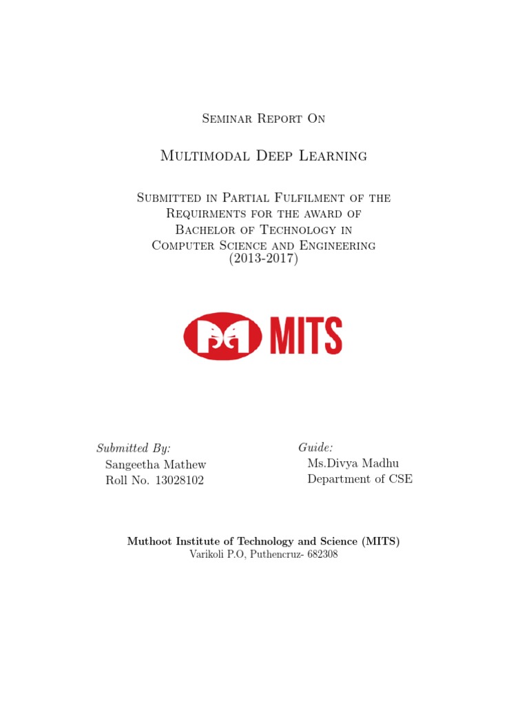 Multimodal Deep Learning Seminar Report | PDF | Deep Learning | Support ...
