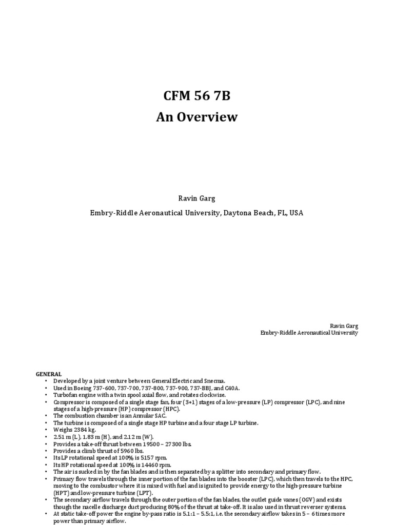 Cfm 56 7b Pdf Pdf Turbine Transmission Mechanics