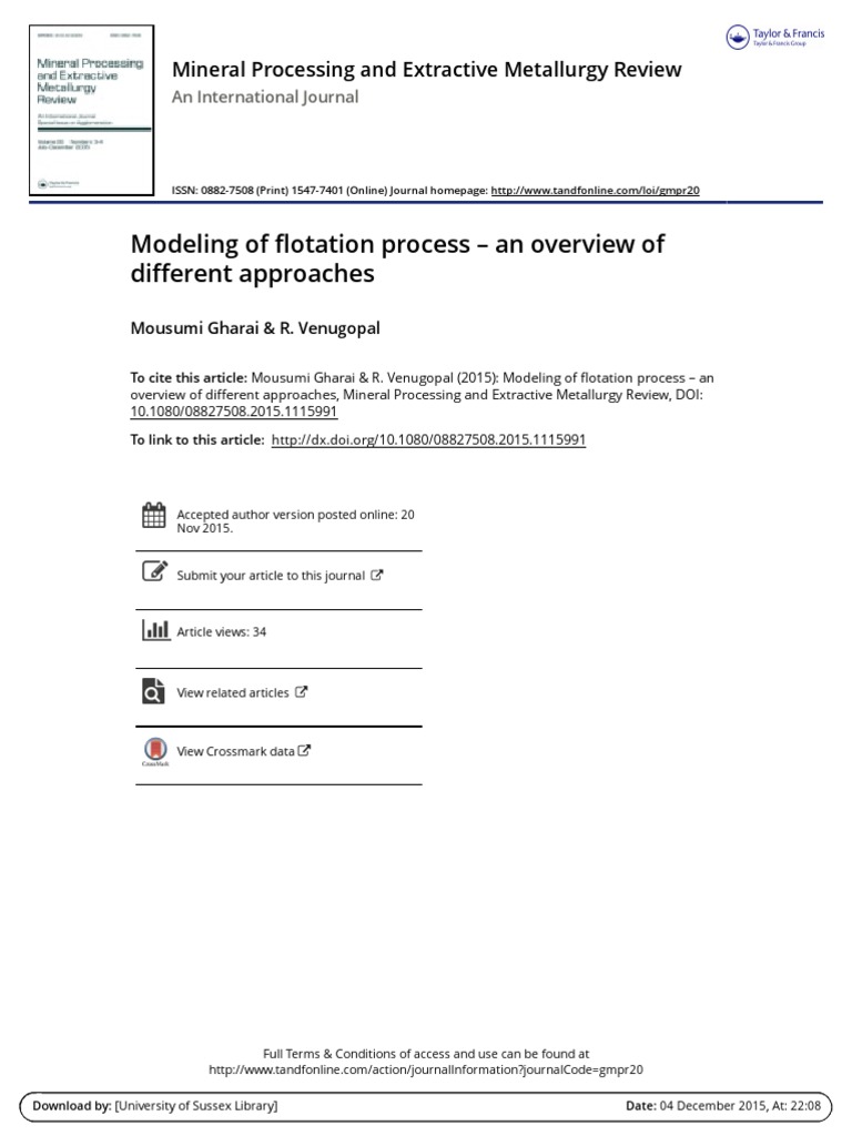 Modeling of Flotation Process PDF | PDF | Physical Sciences | Chemistry