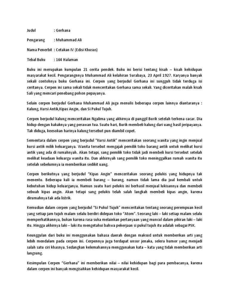 Cerpen Resensi Novel