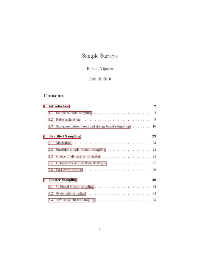 Sample Surveys: Rohan, Vijayan | PDF | Mean Squared Error | Estimator