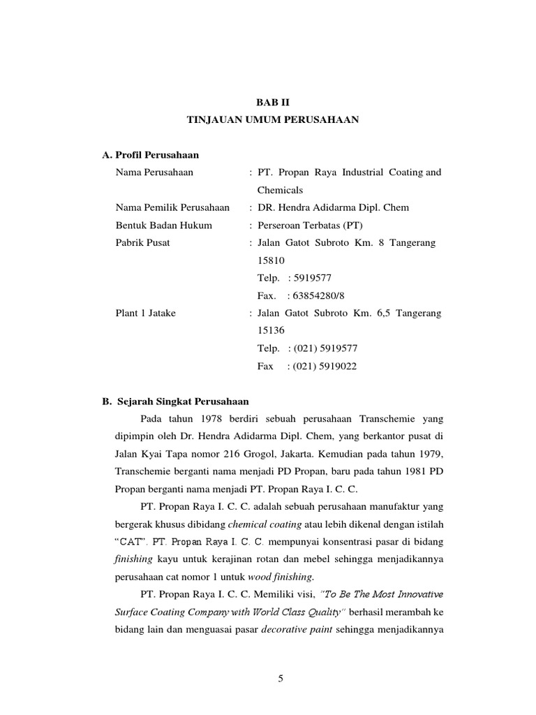 BAB II Tinjauan Umum Perusahaan | PDF