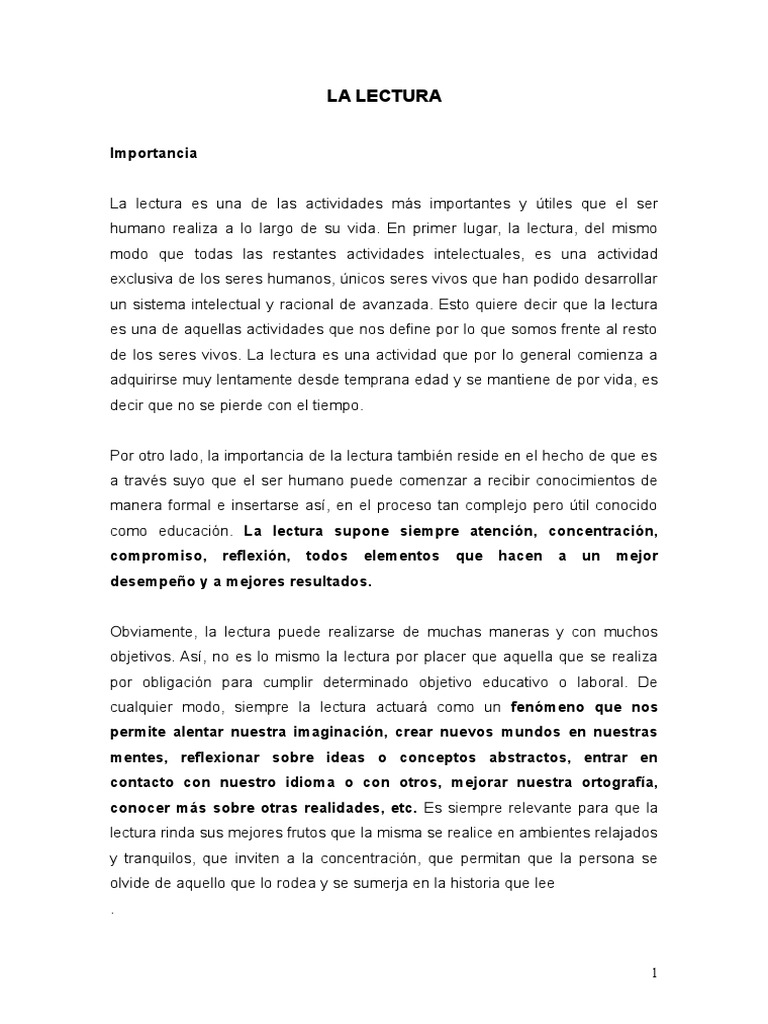 Concepto y Proceso de la Lectura | PDF | Lectura (proceso) | Escritura