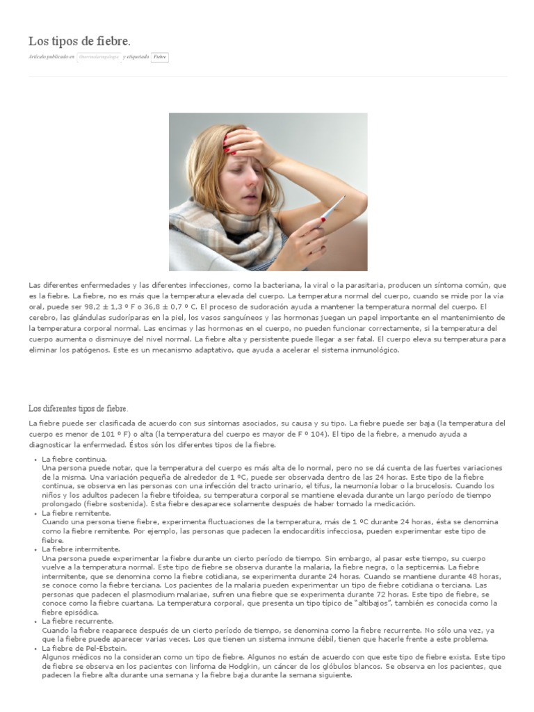Los Tipos De Fiebre Pdf Pdf Malaria Fiebre