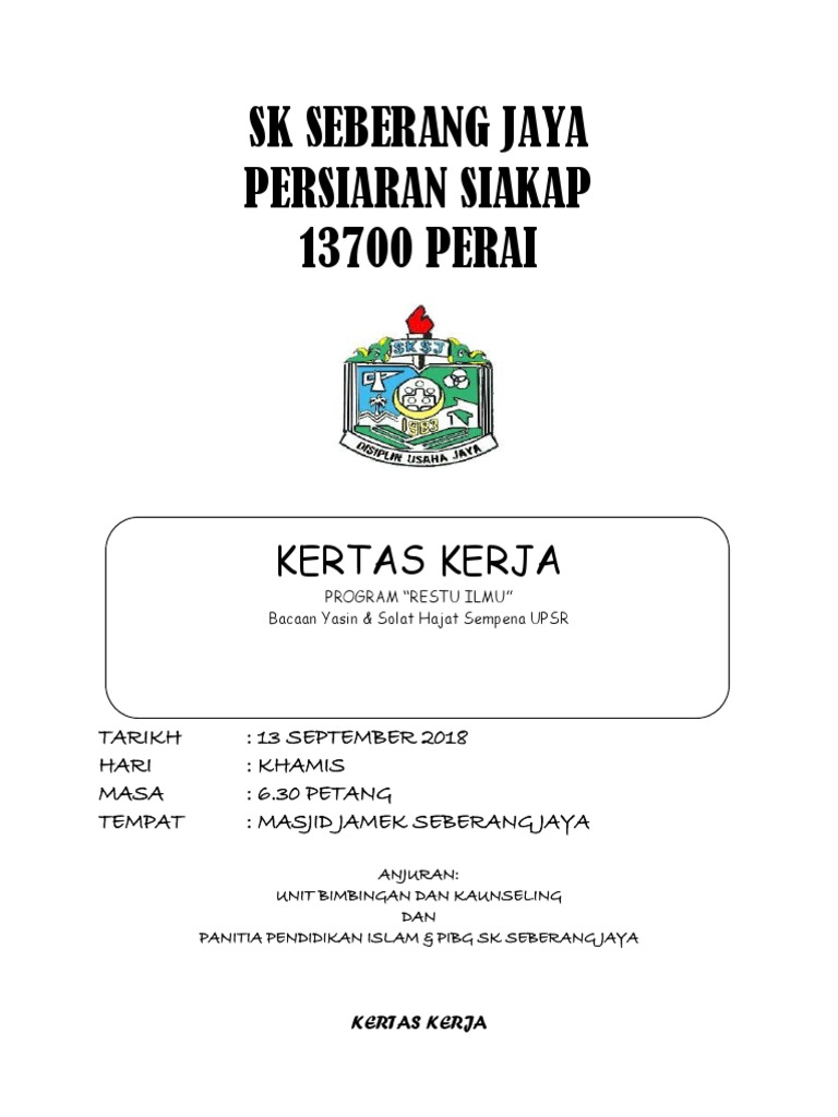 Sk Seberang Jaya Persiaran Siakap 13700 Perai Kertas Kerja Pdf
