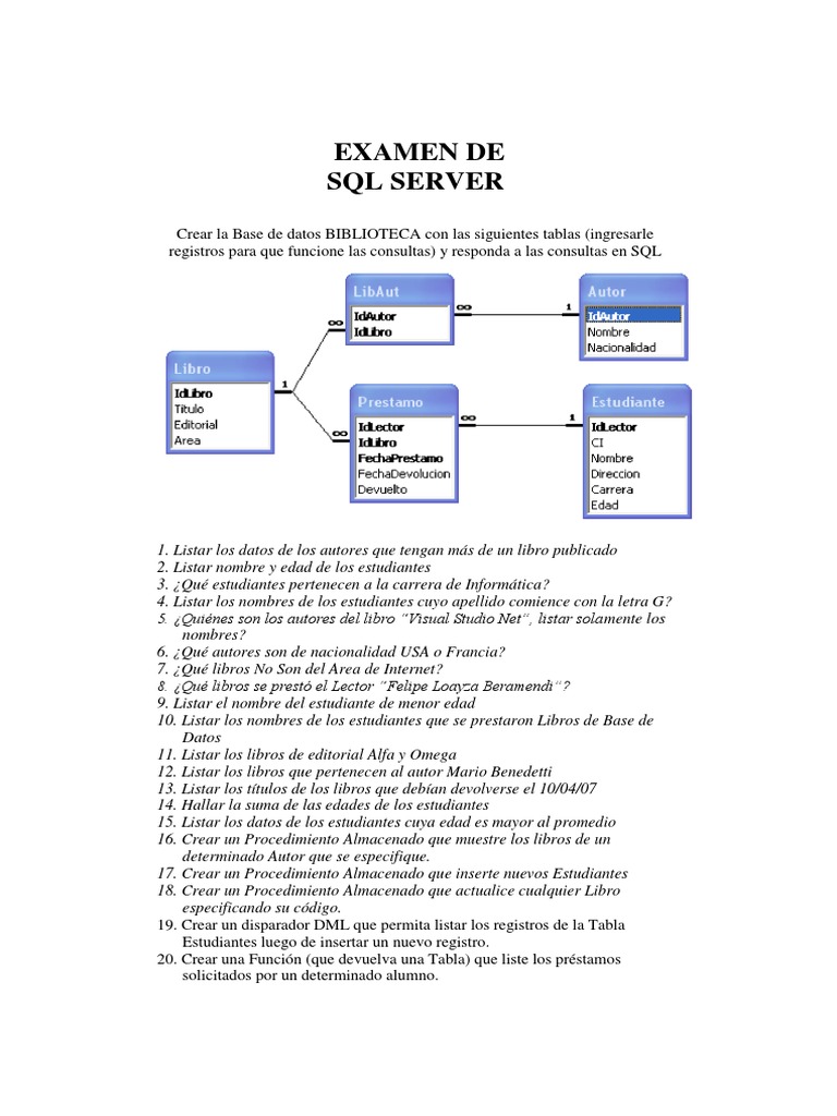 Examen Resuelto de SQL Server | PDF | Informática