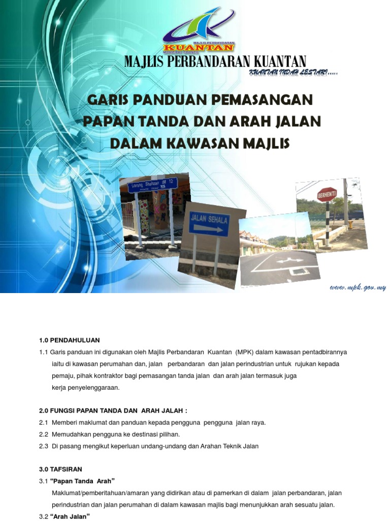Garis Panduan Pemasangan Papan Tanda Dan Arah Jalan Dalam Kawasan Majlis Pdf