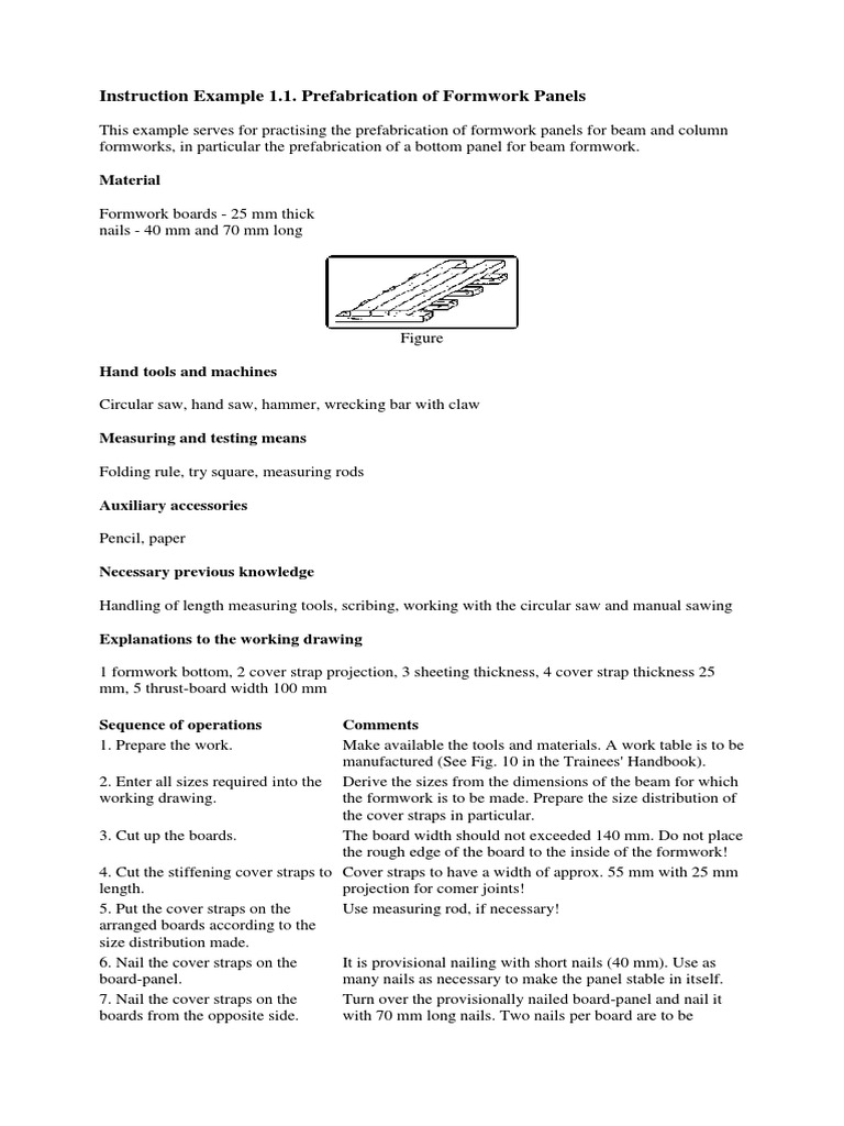 Prefabrication of Beam Formwork Panels | PDF