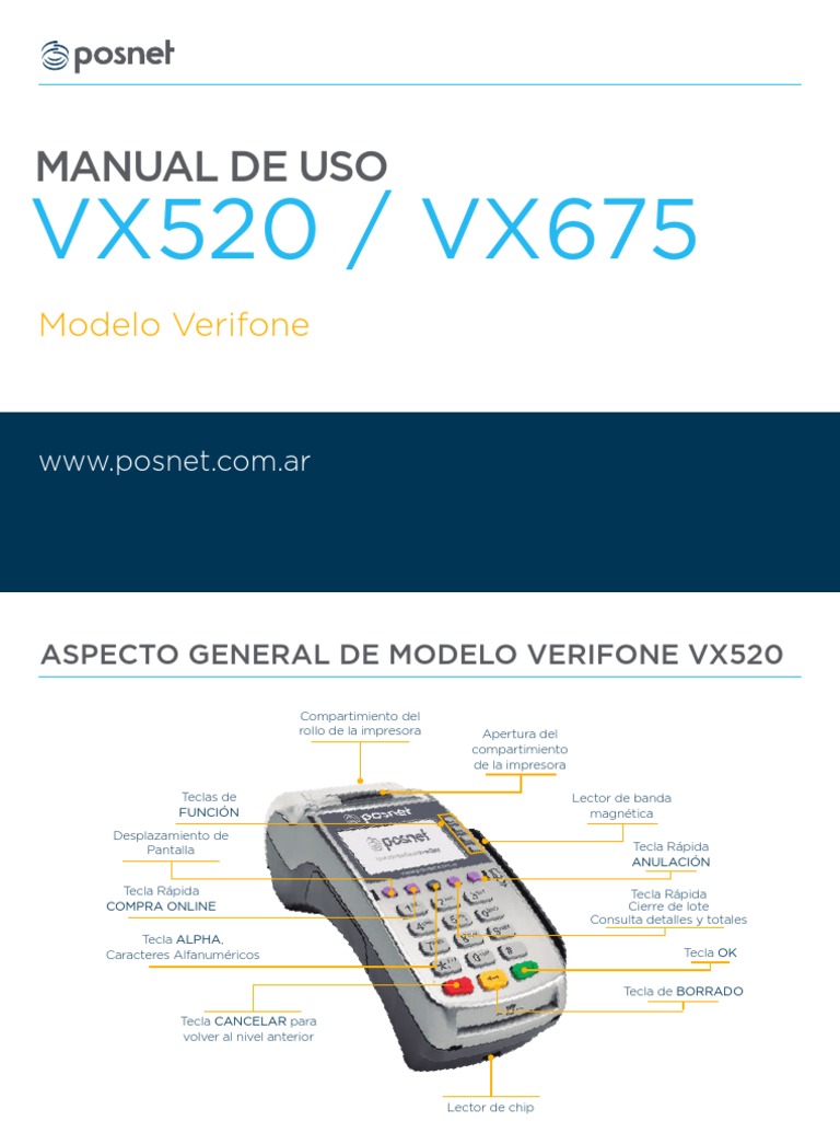 Manual de Uso Verifone VX520/VX675 | PDF | Tarjeta de débito | Informática