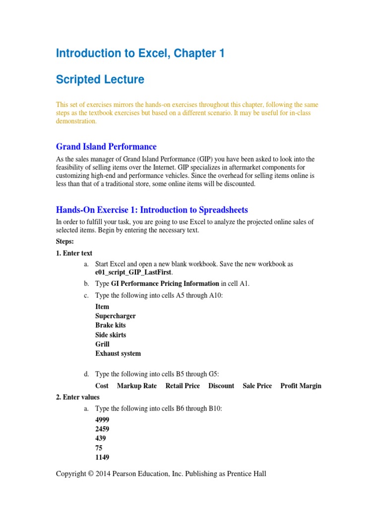 Hands On Exercise Pdf Microsoft Excel