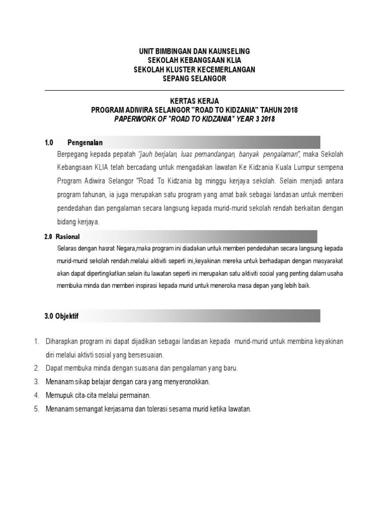 Kertas Kerja Kidzania T3 Pdf