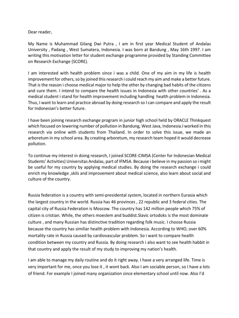 Contoh Motivation Letter Pdf Indonesia Russia