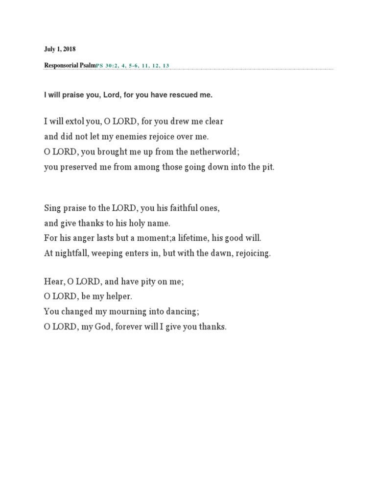 Responsorial Psalm | PDF