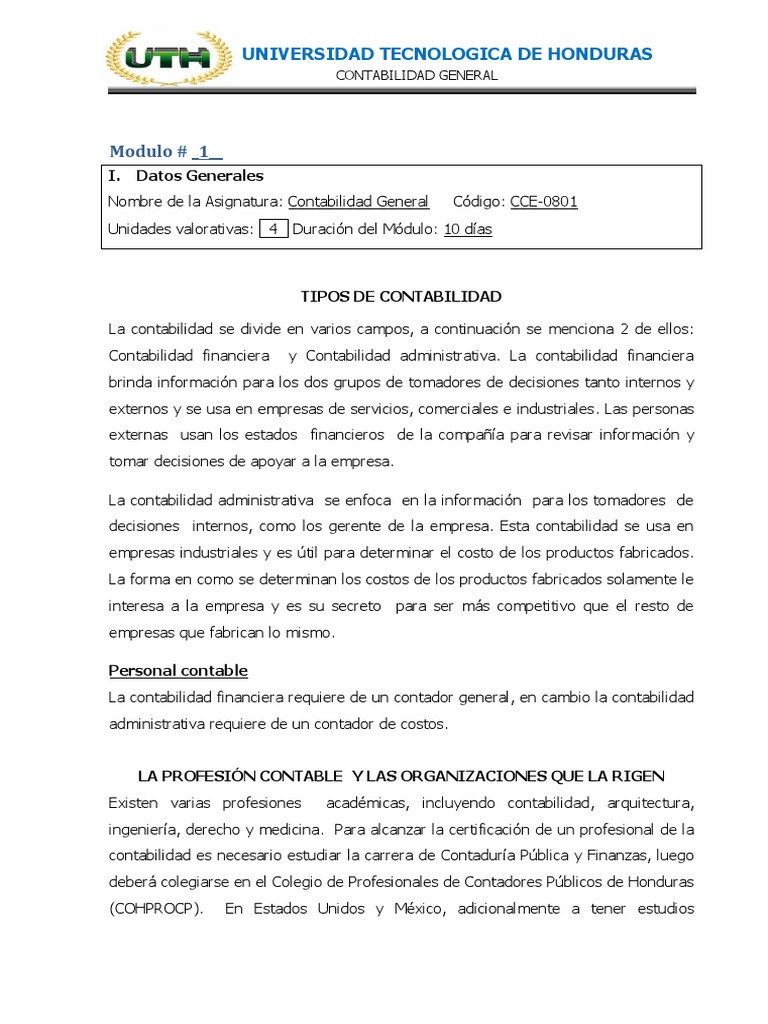 3 Modulo 1 Tipos de Contabilidad y La Profesion Contable | PDF ...