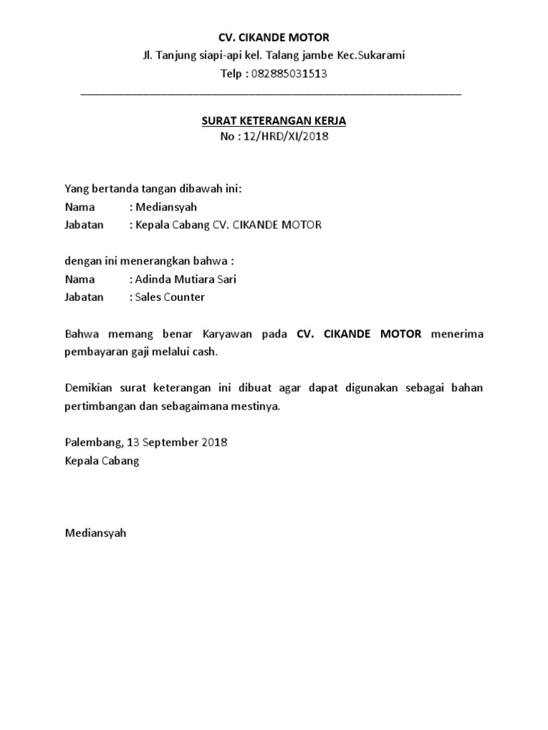 Surat Masuk Gaji Akaun