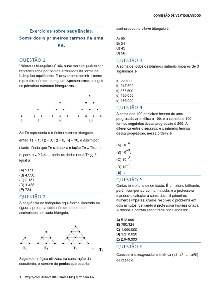 Escreva Os 5 Primeiros Termos De Cada Sequencia