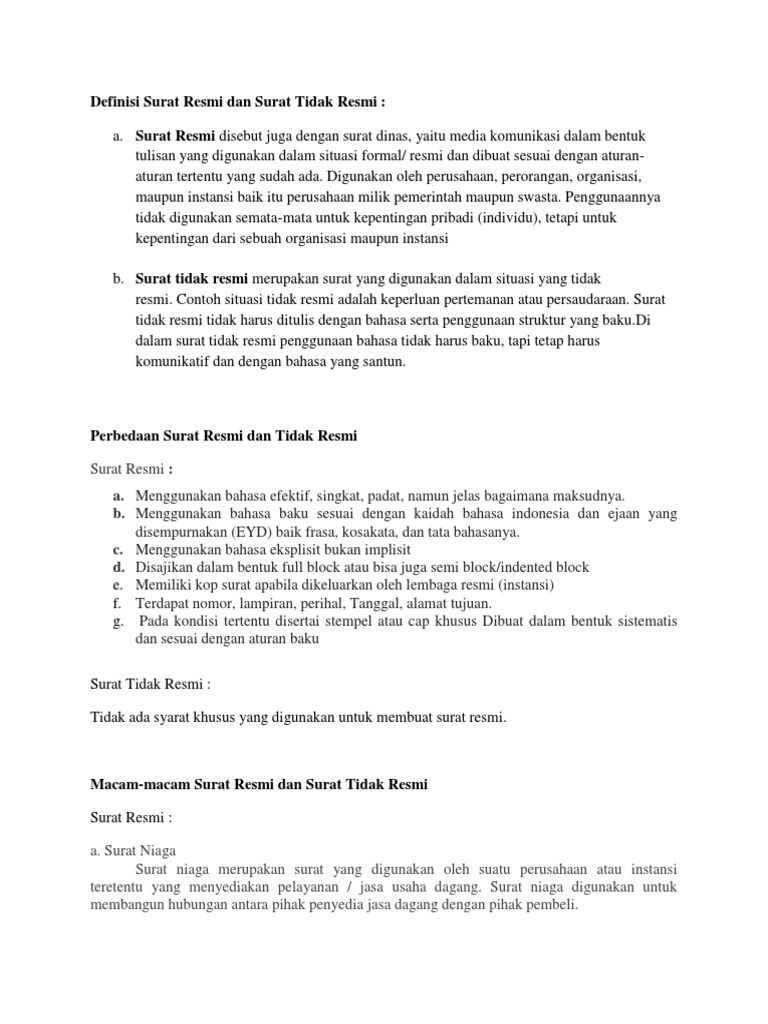 Contoh Macam Macam Surat - Aneka Macam Contoh