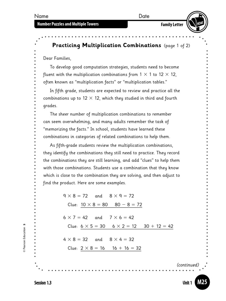 Practicing Multiplication Combinations Date Name PDF Behavior