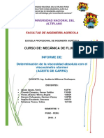 Determinacion de La Viscosidad Absoluta Con El Viscosimetro de Stormer Con Aceite de Carro