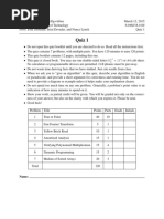 Quiz 1: and Analysis of Algorithms