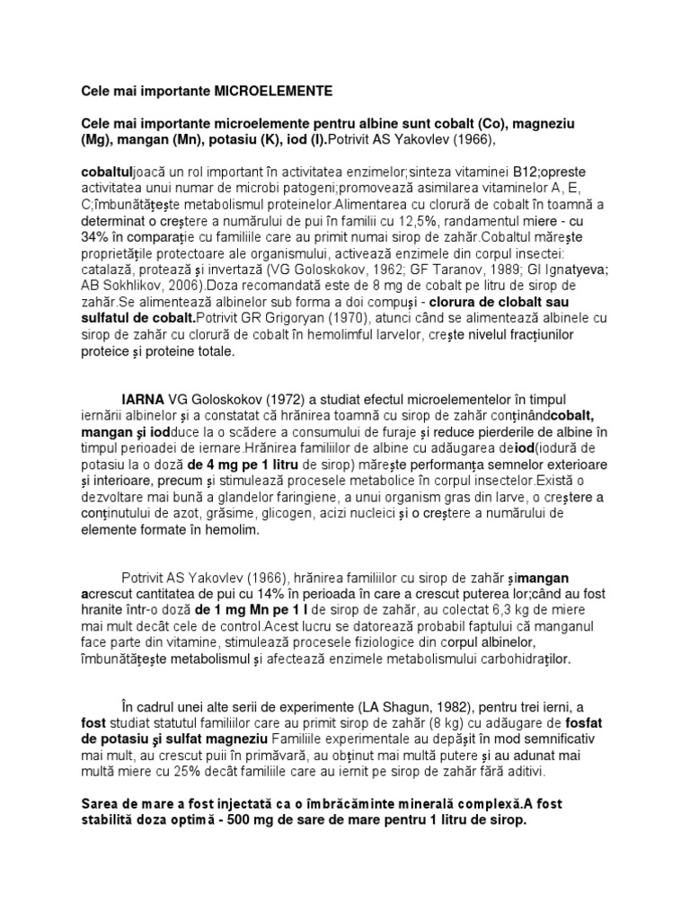 Microelemente Hranire Albine | PDF