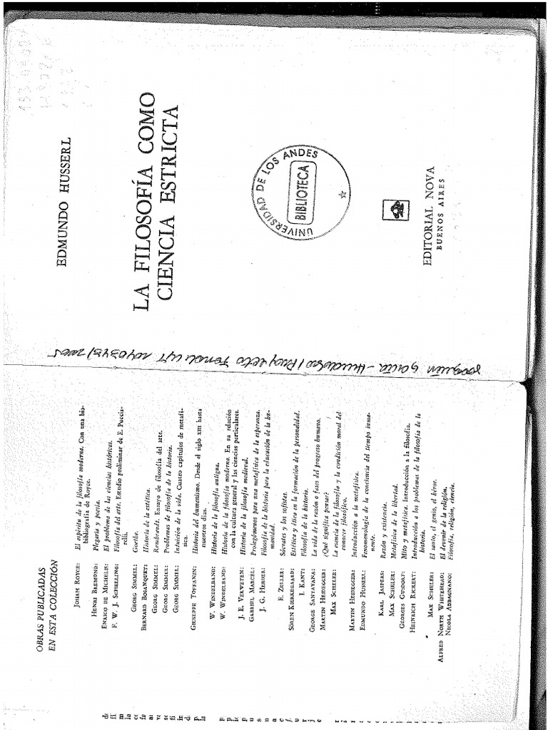 La Filosofia Como Ciencia Estricta Husserl PDF